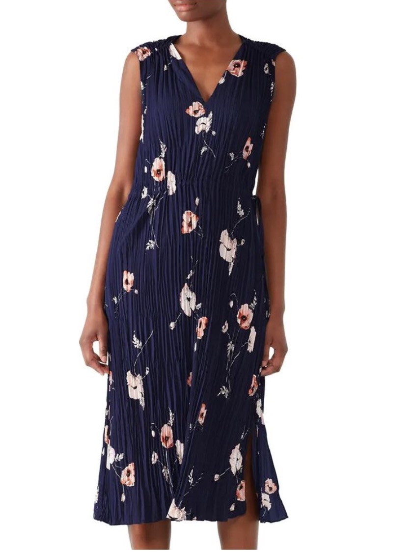 Vince Tossed Poppy V Neck Dress